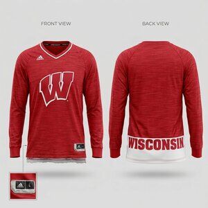 Wisconsin‎ Badgers On-Court Performance Long Sleeve Shirt Men's Large Spell Out